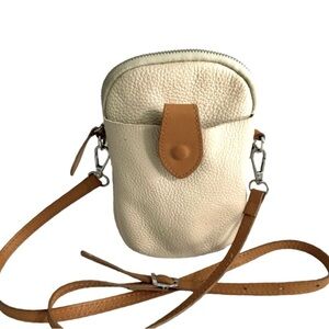 Divina Firenze Crossbody Bag Italian Leather Made in Italy Taupe Cream Tan